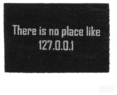 Image de Tapis d'entrée Relaxdays en fibre de coco « There is no place like 127.0.0.1 », tapis de porte pour l'extérieur et l'intérieur, tapis en fibre de coco 60 x 40 cm, noir