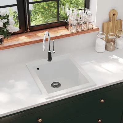 Zdjęcie produktu dla Vidaxl Sink Struktur Einzelschüssel Granit cremigweiß