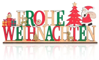 Produktbild von Weihnachtsdeko Holzbuchstaben Frohe Weihnachten - 32,6 x 13,7 cm - Holz - Tischdeko Weihnachten