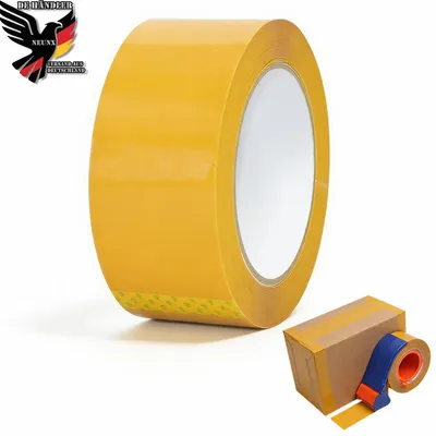 Produktbild von Klebeband Paketklebeband Packband Paketband Kleber PP 50 mm x 66 m Paket Band für Päckchen Umzugs-Kartons Verpackung Gelb Braun- 1 Rolle