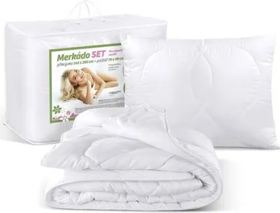Zdjęcie produktu dla Zestaw Merkado kołdra i poduszka - 140x200, 70x90 cm - Biały