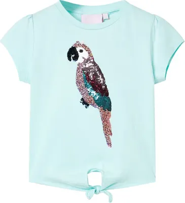 Produktbild von Kinder-T-Shirt 140 Hellblau mit Papagei Aufdruck aus Baumwolle