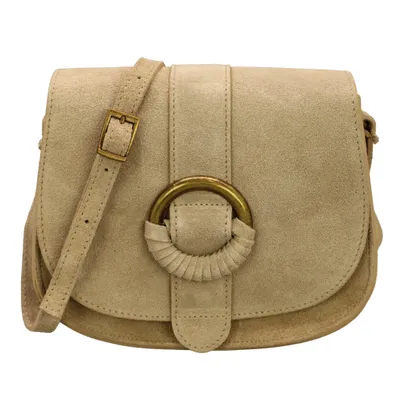 Produktbild von Damen Umhängetasche aus 100% Wildleder, 23x20x8 cm, Helltaupe