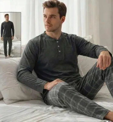 Immagine prodotto di Pigiama da uomo grigio M cotone lungo M-75