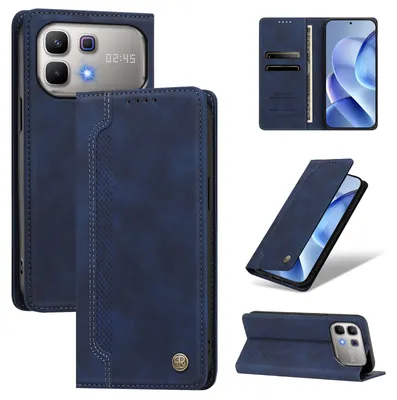 Obrázek produktu pro Pouzdro pro Infinix Note 60 5G,Polyuretankožené peněženkové flipové pouzdro s přihrádkami na karty a stojánkem Tmavě modrá