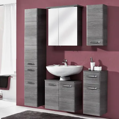 Produktbild von Badmöbel Set ALINA-66 in Graphit Struktur, B/H/T: 160/195/33cm