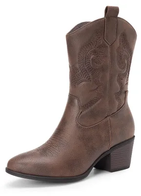 Produktbild von DREAM PAIRS Damen Cowboy Stiefel,Braun,37