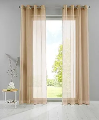 Produktbild von Ösengardinen 2er Set 225x140 cm Sand Transparent Basel Gardine Vorhang