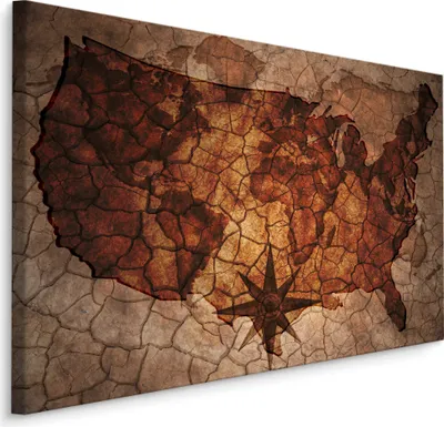 Obrázek produktu pro Obrázek Mapa USA ve stylu Vintage Nástěnná dekorace ideální pro obývací pokoj s módním 3D efektem 90x60cm