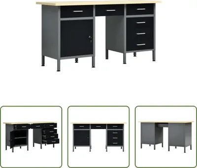 Produktbild von The Living Store Arbeitstisch Schwarz 160 x 60 x 85 cm Stahl