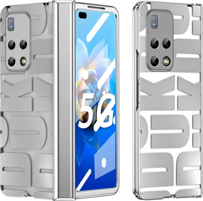 Produktbild von Hülle für Huawei Mate X2 Hülle mit Displayschutz und Scharnierschutz, Galvanisierter Klar Schutzhülle Silber