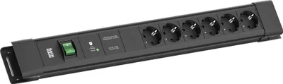 Image de BACHMANN CONNECTUS 6xCEE7/3, 1xGVS-Plus 1xinterrupteur 2,0m CEE7/7 Noir