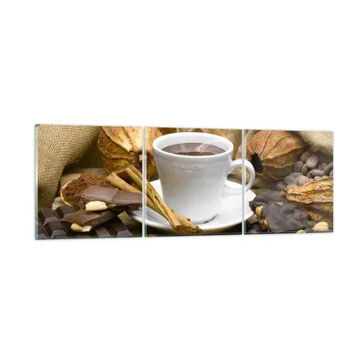 Produktbild von Bilder auf glas - Tasse Schokolade trinken Kakao - 150x50cm - Glasbilder - Wandbilder - Kunstdruck - zum Aufhängen bereit - Wanddekoration aus Glas - Glas Bilder - Wandbild auf Glas - GCA150x50-2480