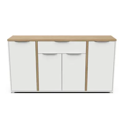 Produktbild von Sideboard 4 Türen und 1 Schublade Nachbildung Eiche und matt Weiß B160,7 cm - ACCESS