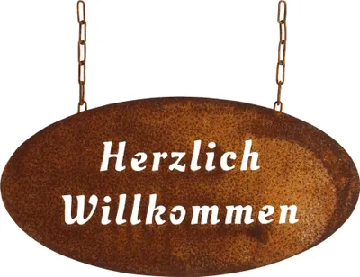 Produktbild von Rost Hängeschild Herzlich Willkommen Edelrost Gartendeko Metall Schild rostig