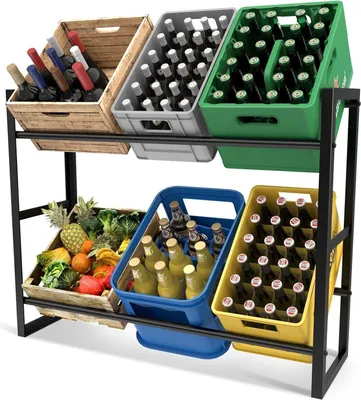 Obrázok produktu pre Stojan na prepravky na nápoje pre 6 oceľových prepraviek | Voľne stojaci a stabilný | Úspora miesta | Držiak na prepravky na pivo, vodu