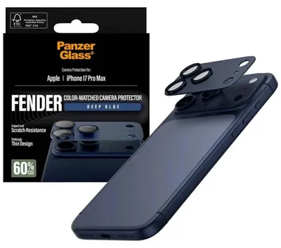Produktbild von PanzerGlass ® Fender Kameraschutz Tiefblau iPhone 17 Pro Max, Apple, Apple - iPhone 17 Pro Max, Trockene Anwendung, Kratzresistent, Schockresistent, Blau, 1 Stück(e)