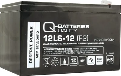 Produktbild von Q-Batteries 12LS-12 F2 12V 12Ah Blei-Vlies-Akku / AGM VRLA mit VdS