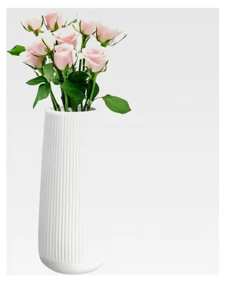 Produktbild von Keramikvase, Blumenvase aus Keramik für Blumen, dekorative Vasen für Pampasgras, moderne kleine Vase für Wohnzimmer, Esstisch, Bauernhaus und Bürodekoration in Weiß