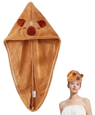 Immagine prodotto di Turbante per capelli in microfibra, ad asciugatura rapida, altamente assorbente, con bottone, ideale per donne con capelli lunghi