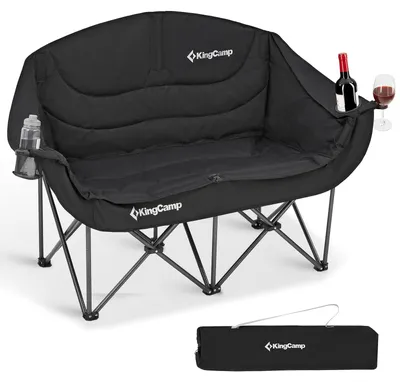Image de Chaise de camping pliante - 2 places - Cadre en acier et Oxford 600D - Jusqu'à 300 kg - Avec accoudoirs