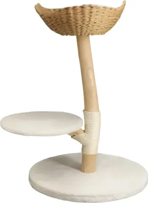 Immagine prodotto di Albero tiragraffi moderno – Albero tiragraffi per gatti – Torre con pallina e morbido cuscino – Legno massello