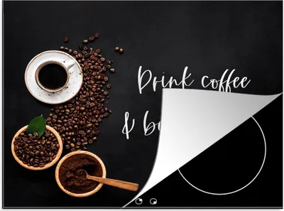 Produktbild von KitchenYeah© Herdabdeckplatte Zitate - Kaffee trinken & toll sein - Sprichwörter - Kaffee , 59x52cm, Küche Deko, Glaskeramikkochfeld Herdabdeckung, Abdeckplatte fùr Kochfeld