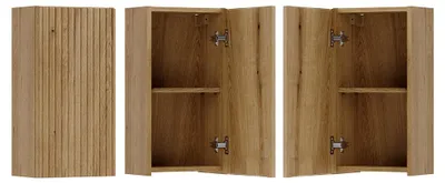 Produktbild von Badezimmer Hängeschrank mit 30 cm Breite, Eiche mit gerillter Front, 1 Tür - NEWPORT-56-EVOKE
