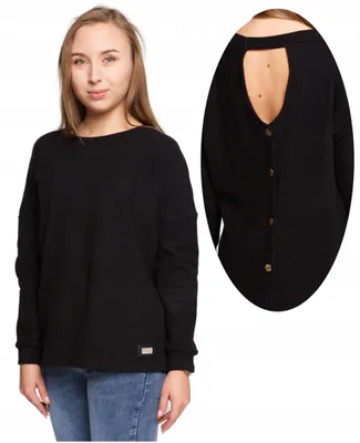 Produktbild von Moraj - Damenpullover Größe XL - Pullover schwarz Schwarz - Langarmshirt Damen fur Damen - Oversize Pullover Ausschnitt Rund