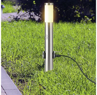 Obrázok produktu pre V-TAC stĺpikové vonkajšie svetlo VT-838, IP44, E27, PIR senzor, zásuvka, nerezová oceľ, 600 mm