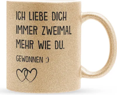 Produktbild von 22Feels Glitzertasse Gold Jahrestag Geschenk Frauen Männer Hochzeitstag Ehefrau Ehemann Freund Freundin Valentinstag Geburtstag Weihnachten Kaffeetasse Liebe Paar Beziehung Haferl Jubiläum Geschenkidee Bürotasse