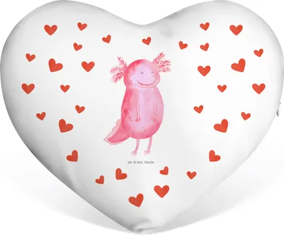 Produktbild von Mr. & Mrs. Panda Sofakissen Axolotl Glücklich - Weiß - Geschenk, Liebeskissen, Lebensfroh, Kuschelkissen, Schmusekissen, Lurche, gut Gelaunt, Motivation, Lurch