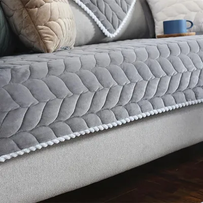 Produktbild von Samt Sofabezug Sofaschoner antirutsch1 2 3 4 Sitzer,l Form Sofaüberwurf rutschfest,Sofa Überzug hundedecke Sofa Couch Überzug , Sofa Überwurf,grey-70x70cm