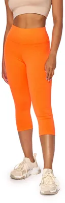 Image de Legging néon Bellivalini pour femme, taille haute, longueur 3/4, BLV50-298 (orange fluo, XS)