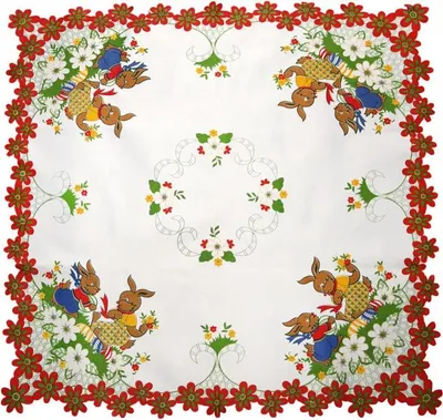 Zdjęcie produktu dla Plamoodporny Obrus świąteczny na stół Wielkanocny 85x85cm zające