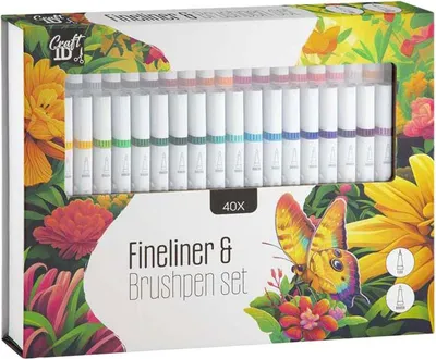 Image de Set de feutres fins et pinceaux - 40 pièces
