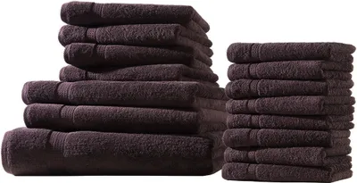 Produktbild von XXL-Set 15tlg Frotteetücher Elegance 100% Baumwolle 500 gsm Gästetücher Handtücher Duschtücher Badetücher braun