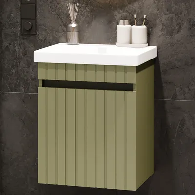 Produktbild von Planetmöbel Cosmia Waschtisch mit Schublade 50 cm & Waschbecken Mint Grün