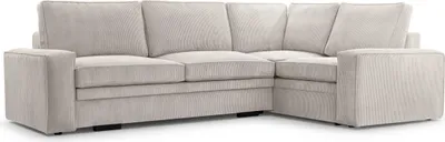 Produktbild von FEDVE Ecksofa Sofa Eckcouch Kellas Form Couch Wohnlandschaft Wohnzimmer Schlaffunktion Seite Rechts Hellgrau (Lincoln 83)