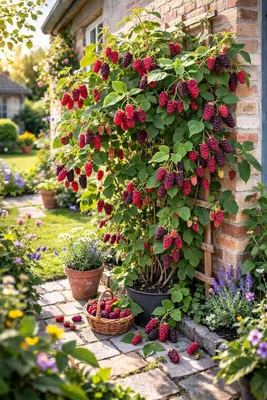 Produktbild von Tayberry Rubus Himbeere-Brombeere Kreuzung 60–70 cm – ertragreiche Beerenpflanze, aromatische süß-säuerliche Früchte, winterhart, robuste Gartenpflanz