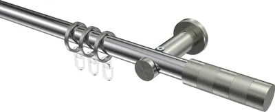 Produktbild von Interdeco Gardinenstange / Vorhangstange Chrom / Edelstahl-Optik, Typ Platon Mavell (Zylinder), 20 mm Ø 1-läufig, 320 cm
