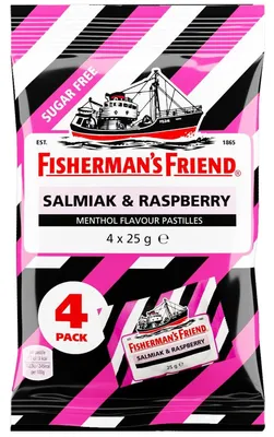 Produktbild von Fisherman´s Friend Salmiak & Raspberry zuckerfrei 4x25g