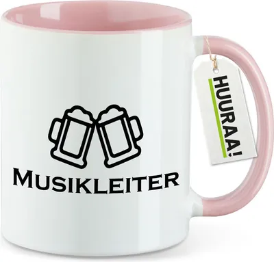 Produktbild von Huuraa Kaffeetasse Musikleiter Schützenfest 330ml Rosa Keramik Kaffeebecher Geschenkidee