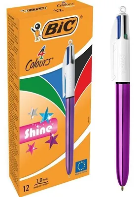 Obrázok produktu pre BIC 4 Colours Shine, Multifunkčné guľôčkové pero, Viacfarebný, 12 kusov, Stredná