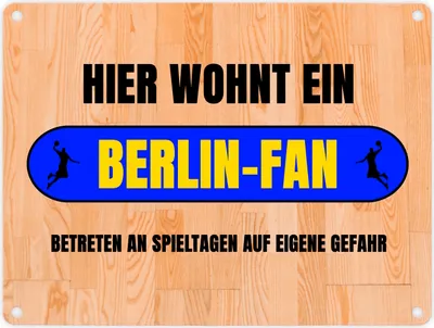 Produktbild von Hier wohnt ein Berlin-Fan Metallschild in 15x20 cm mit Turnhallenboden Motiv