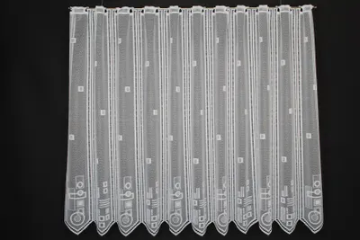 Produktbild von Gardinen Kranzusch Scheibengardine geometrische Muster 90x192,5 cm H/B weiß Bistrogardine Vorhang Küche 1er Pack