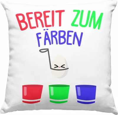 Produktbild von Trendation - Deko-Kissen mit Füllung 40x40 Ostern Ostergeschenke Kinder Geschenke Lustige Grafik Osterhase Osterei Frohe Ostern Eier Färben (Grün)