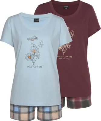 Produktbild von Vivance Dreams Shorty 4 -teilig bordeaux-kariert, kariert-hellblau Größe 32/34