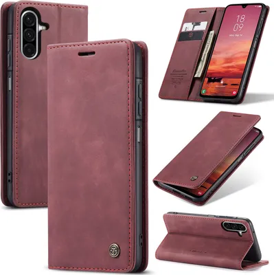 Image de Etui pour Samsung Galaxy A26, étui rétro en cuirPolyuréthaneavec fonction stand rouge