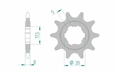 Produktbild von AFAM Stahl Standard Ritzel vorne - 520